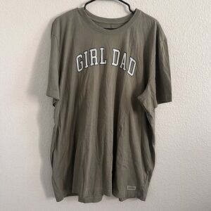 Life is Good Men's Girl Dad Short Sleeve Crusher Tee Moss Green NWT